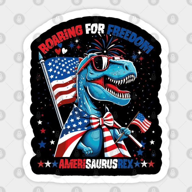 Amerisaurus 4th of July Sticker by JessArty
